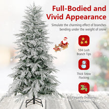 Load image into Gallery viewer, 6 FT Artificial Christmas Tree Flocked Xmas Tree with 250 Warm White LED Lights and Folding Metal Stand
