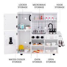 Load image into Gallery viewer, Kids Play Kitchen, Wooden Toy Kitchen with Stoves, Sink, Lights, Sounds, Water Dispenser
