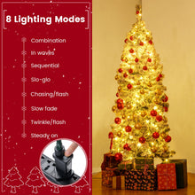 Load image into Gallery viewer, 5ft Pre-lit Snow Flocked Christmas Tree, Hinged Artificial Slim Pencil Xmas Tree with Lights

