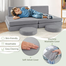 Load image into Gallery viewer, 6-Piece Kids Play Sofa Set, Convertible Toddler Couch
