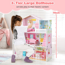 Load image into Gallery viewer, Kids Wooden Dollhouse, 3 Storey DIY Pretend Doll House
