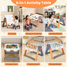 Load image into Gallery viewer, 6 in 1 Foldable Toddler Activity Table and Chair Set with Reversible Tabletop
