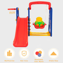 Load image into Gallery viewer, Toddler Swing and Slide Set, 4-in-1 Children Climber and Swing Set with Basketball Hoop
