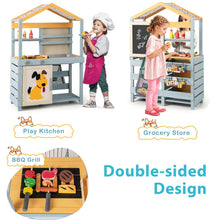 Load image into Gallery viewer, Kids Mud Kitchen, Double-Sided Pretend Play Kitchen Grocery Store with Removable Sink
