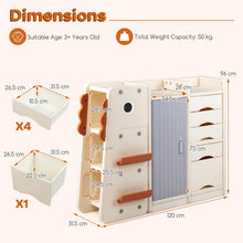 Load image into Gallery viewer, Kids Toy Storage Organizer, Wooden Dinosaur Toy Chest with 5 Removable Bins
