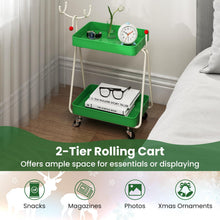 Load image into Gallery viewer, Reindeer Side Table 2-Tier Christmas Rolling Cart with Metal Frame and Wheels

