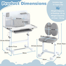 Load image into Gallery viewer, Kid's Study Desk and Chair Set with Tilt Desktop and Footrest Bar
