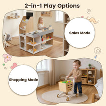Load image into Gallery viewer, Kids Grocery Store Playset Wooden Pretend Play Supermarket with Shopping Cart
