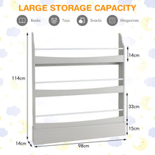 Load image into Gallery viewer, 3/4-Tier Wooden Children Bookcase with Guardrails &amp; Anti-Tipping Device

