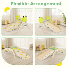 Load image into Gallery viewer, Toddler Climbing Frame, Kids Wooden Climber Toys Set with Arch, Reversible Ramp

