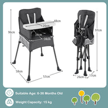Load image into Gallery viewer, Foldable High Chair for Babies and Toddlers | Baby Highchair with 2-Level Adjustable Tray
