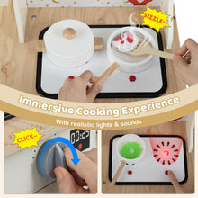 Load image into Gallery viewer, Wooden Corner Kitchen Playset with Working Faucet and Realist Sounds
