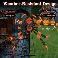 Load image into Gallery viewer, 52inch Halloween Spider Decoration with 16 Flickering Warm White LEDs 64 Orange LEDs
