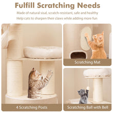 Load image into Gallery viewer, Wooden Cat Tree, 187cm Cat Climbing Tower with 2-Story Cat Condo, 2 Hammocks, 2 Perches
