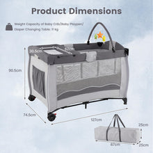 Load image into Gallery viewer, 4 in 1 Travel Cot, Portable Baby Crib Bassinet with Diaper Changing Table
