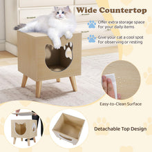 Load image into Gallery viewer, Cat Litter Box Enclosure with Rubber Wood Legs and Detachable Top
