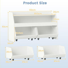 Load image into Gallery viewer, Wooden Children Bookshelf with 2 Drawers on Wheels
