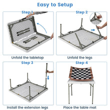 Load image into Gallery viewer, 90 CM Folding Chess Table with Cup Holders and Removable Mat
