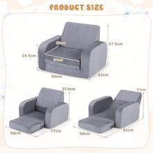 Load image into Gallery viewer, Children's Armchair, 3 in 1 Convertible Fold Out Kids Sofa Bed with Velvet Fabric
