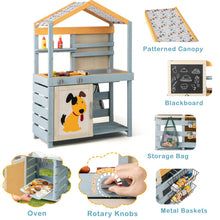 Load image into Gallery viewer, Kids Mud Kitchen, Double-Sided Pretend Play Kitchen Grocery Store with Removable Sink
