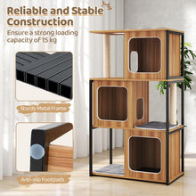 Load image into Gallery viewer, Modern Cat Tree, 133cm Tall Cat Tower with Wooden Condo
