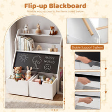 Load image into Gallery viewer, Toy Storage Organizer, Kids Bookshelf with Flip-up Blackboard
