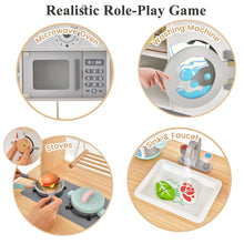 Load image into Gallery viewer, Wooden Kids Play Kitchen Set with Microwave Oven and Washing Machine
