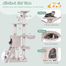 Load image into Gallery viewer, Modern Cat Tree 140cm Tall Wooden Cat Tower
