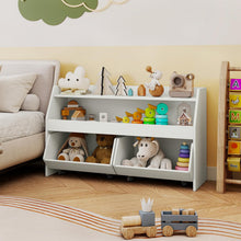 Load image into Gallery viewer, Wooden Children Bookshelf with 2 Drawers on Wheels
