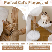 Load image into Gallery viewer, Wooden Cat Tree, Multi-Layer Cats Tower with Jute Scratching Posts &amp; Top Perch
