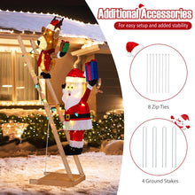 Load image into Gallery viewer, 5.5 Feet Lighted Reindeer and Santa Claus on Ladder 3D Pre-Lit Indoor Outdoor
