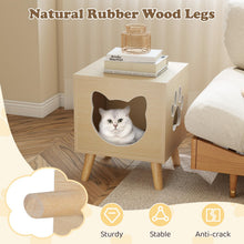 Load image into Gallery viewer, Cat Litter Box Enclosure with Rubber Wood Legs and Detachable Top
