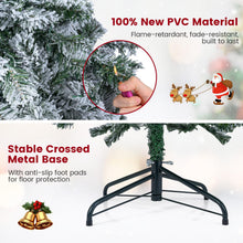 Load image into Gallery viewer, 5ft Pre-lit Snow Flocked Christmas Tree, Hinged Artificial Slim Pencil Xmas Tree with Lights
