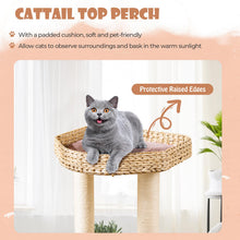 Load image into Gallery viewer, Cat Tree, Modern Cat Tower with Sisal Scratching Posts, Perch, Dangling Ball, Hand-Made Wicker Cat Condo
