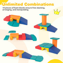 Load image into Gallery viewer, 10 Pieces Foam Climbing Blocks Set with PU Leather Surface for 1-3 Years Old
