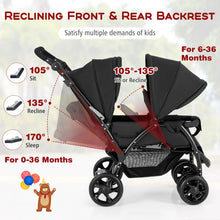 Load image into Gallery viewer, Double Seat Stroller with Adjustable Push Handle and Foot Rest
