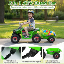 Load image into Gallery viewer, 6V Kids Electric Quad with Removable Back Trailer Toddler Ride On ATV
