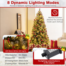 Load image into Gallery viewer, 6.5 FT Artificial Xmas Tree with 909 PVC Branch Tips and 420 Warm White LED Lights

