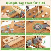 Load image into Gallery viewer, 2-in-1 Toddler Workbench Rolling Cart with Play Tools Set

