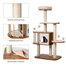 Load image into Gallery viewer, 5-Tier Wooden Cats Play Tower with Perch Platform Condo
