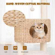 Load image into Gallery viewer, Cat Tree, Modern Cat Tower with Top Perch, Hand-Made Wicker Cat Condo, Sisal Scratching Posts
