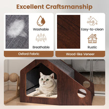 Load image into Gallery viewer, Modern Cat House with Feeder and Detachable Roof with 2 Bowels

