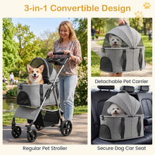 Load image into Gallery viewer, 3-in-1 Pet Stroller, Foldable Dog Pushchair
