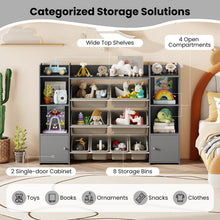 Load image into Gallery viewer, 142 cm Large Toy Storage Organizer with 8 Removable Bins and Bookshelf

