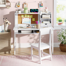 Load image into Gallery viewer, Wooden Study Table with Storage Hutch &amp; Open Shelves
