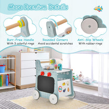 Load image into Gallery viewer, 6-in-1 Wooden Baby Walker, Toddler Push Along Walker with Teaching Clock
