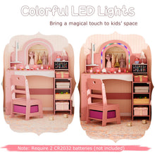 Load image into Gallery viewer, Kids Vanity Desk with Mirror and Open Storage Shelves
