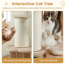 Load image into Gallery viewer, Wooden Cat Tree 3-Level Cute Kitten Tower with Condo Space Capsule Scratching Posts
