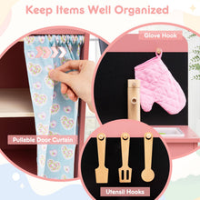 Load image into Gallery viewer, Kids Play Kitchen Set with Door Curtain and Stoves and Apron
