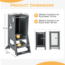 Load image into Gallery viewer, Kids Step Stool, Wooden Kitchen Toddler Helper Stand with Adjustable Height
